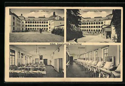 AK München-Harlaching, Stadtische Sanatorium mit Innenansichten