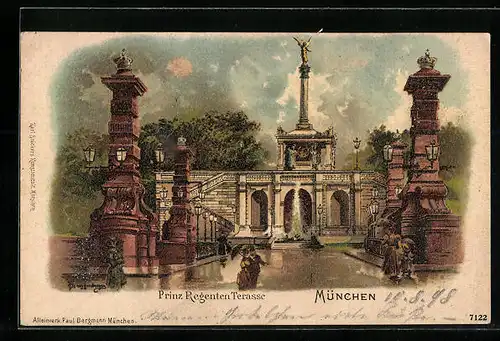 Lithographie München, Prinz Regenten Terasse