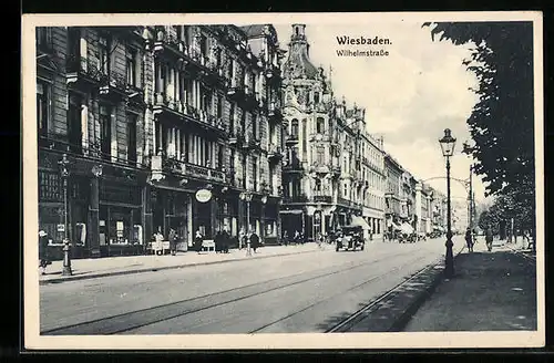 AK Wiesbaden, Blick in die Wilhelmstrasse
