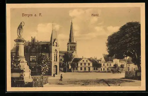 AK Bergen a. R., Blick über den Markt