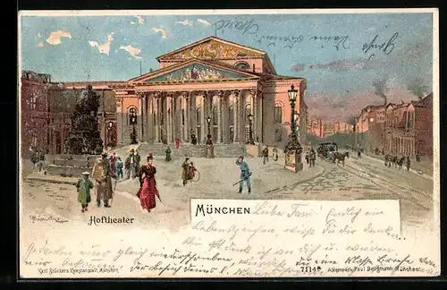 Künstler-AK Karl Heinisch: München, Hoftheater