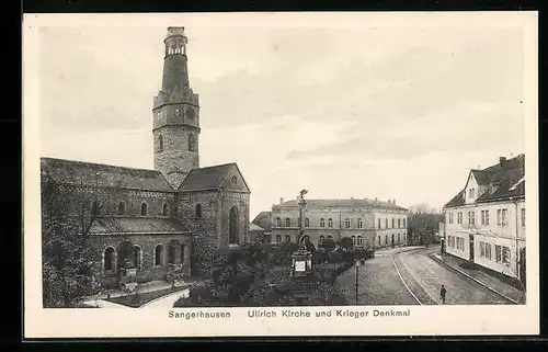AK Sangerhausen, Ullrich-Kirche und Kriegerdenkmal