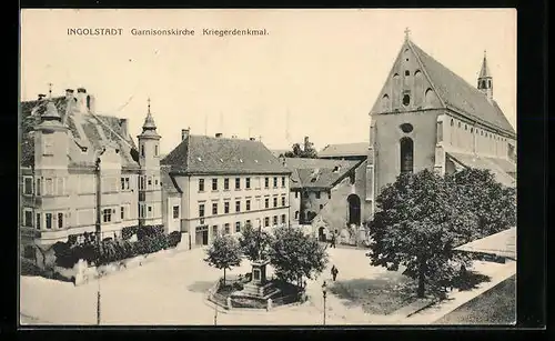 AK Ingolstadt, Garnisonkirche, Kriegerdenkmal aus der Vogelschau