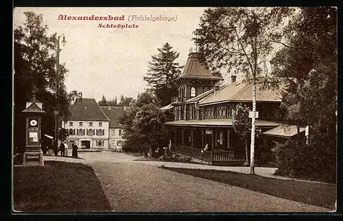 AK Alexandersbad i. Fichtelgebirge, Blick zum Schlossplatz