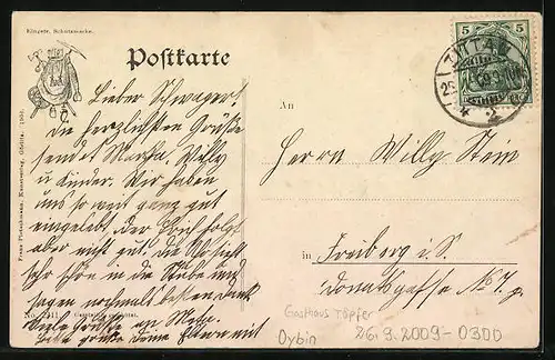 AK Oybin, Restauration Gasthaus auf dem Töpfer