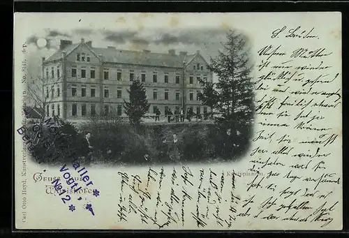 Mondschein-AK Wörishofen, Blick zum Kneippianum