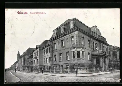 AK Erlangen, Strassenpartie mit Universiätsbibliothek