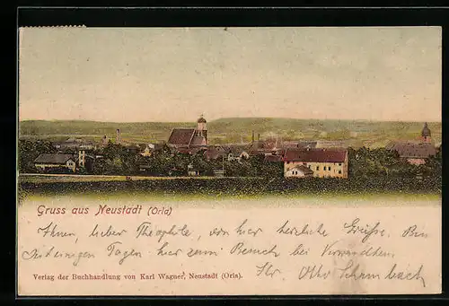 AK Neustadt a. Orla, Ortsansicht mit Kirche