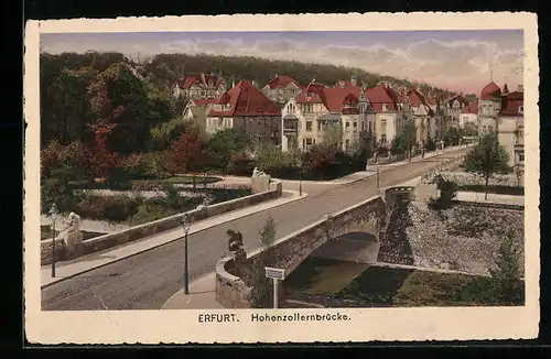 AK Erfurt, Hohenzollernbrücke aus der Vogelschau