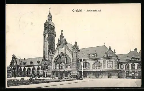 AK Crefeld, Blick zum Hauptbahnhof