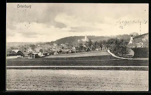 AK Ortenburg, Ortsansicht mit Kirche