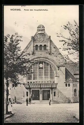 AK Worms, Portal des Hauptbahnhofes