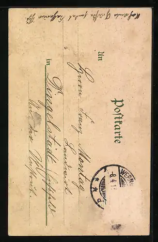 Lithographie Wernigerode, Ortsansicht