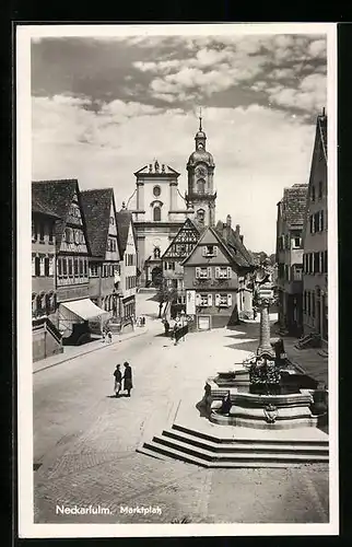 AK Neckarsulm, Marktplatz aus der Vogelschau