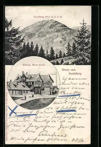AK Inselsberg, Totalansicht und Hotel Gotha