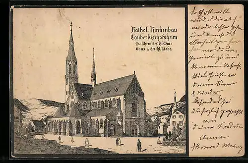 AK Tauberbischofsheim, Katholischer Kirchenbau Hl. Martinus, Hl. Lioba