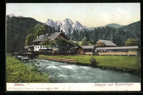 AK Gosau, Gasthaus Schmied und Donnerkogln