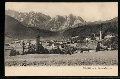 AK Gosau, Ortsansicht gegen die Donnerkogln