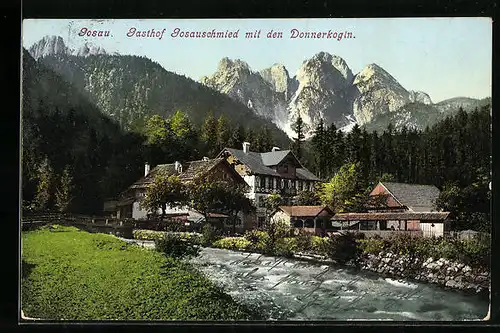 AK Gosau, Gasthof Gosauschmied mit Donnerkogln