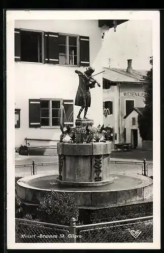 AK St. Gilgen, Am Mozart-Brunnen