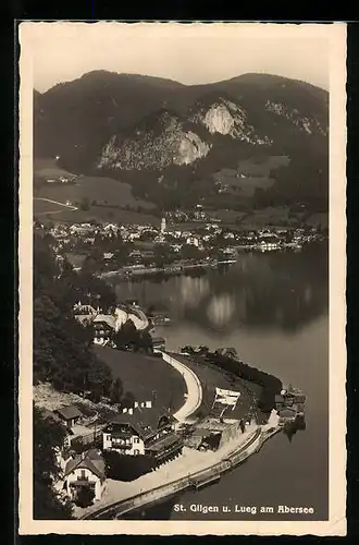 AK St. Gilgen am Abersee, Panoramablick auf Ort und Berge