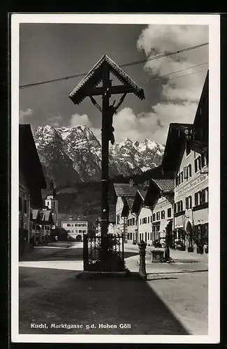 AK Kuchl, Marktgasse mit Hohen Göll