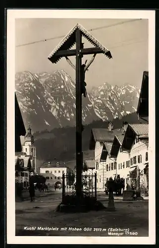 AK Kuchl, Marktplatz mit Hohem Göll