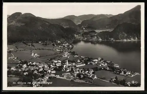 AK St. Gilgen im Salzkammergut, Panoramablick auf Ort und Umgebung