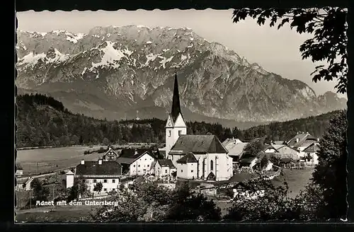 AK Adnet, Ortsansicht mit dem Untersberg