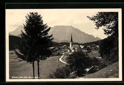 AK Adnet, Ortsansicht mit Untersberg