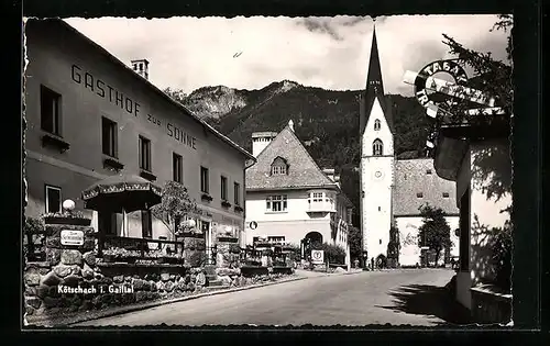 AK Kötschach i. Gailtal, Gasthof zur Sonne und Kirche