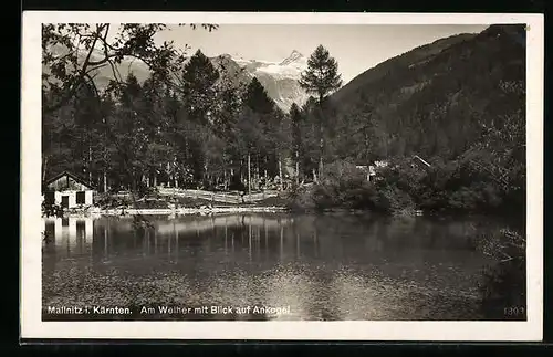 AK Mallnitz, Am Weiher mit Blick auf Ankogel