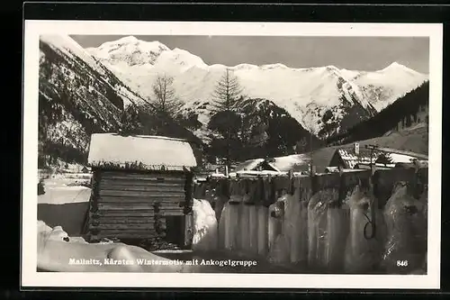 AK Mallnitz, Uferpartie mit Ankogelgruppe im Winter