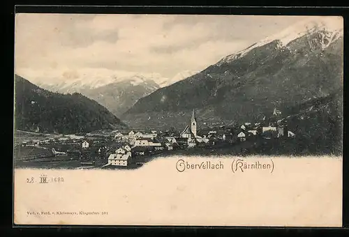 AK Obervellach, Teilansicht mit Kirche
