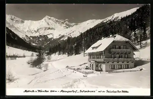 AK Mallnitz, Alpengasthof Gutenbrunn mit der Geiselspitze