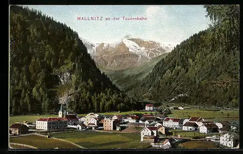 AK Mallnitz an der Tauernbahn, Teilansicht mit Kirche