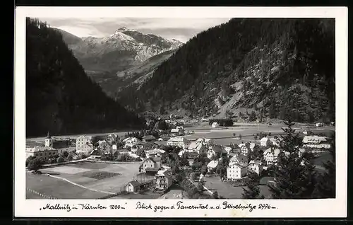 AK Mallnitz, Teilansicht mit Blick gegen das Tauerntal mit Geiselspitze