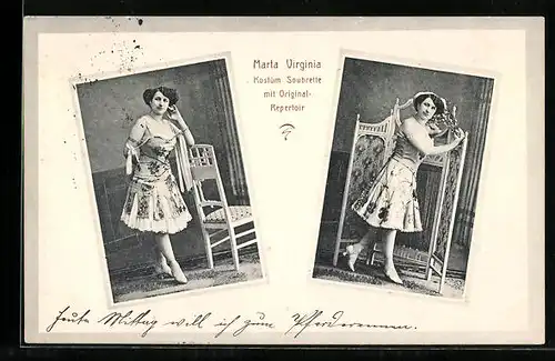 AK Marta Virginia, Kostüm Soubrette mit Original-Repertoir