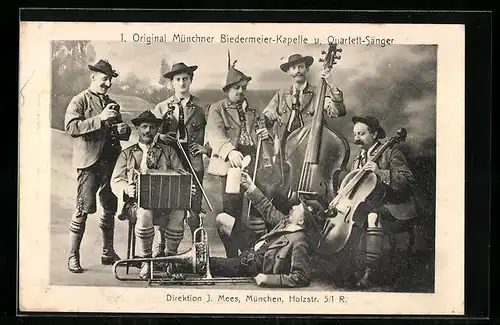 AK München, 1. Original Münchner Biedermeier Kapelle und Quartett-Sänger
