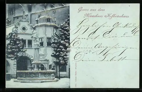 AK München, Münchner Hofbräuhaus, Brunnen im Winter