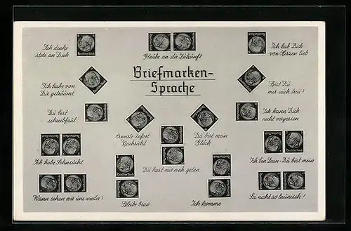 AK Briefmarkensprache Ich denke stets an Dich