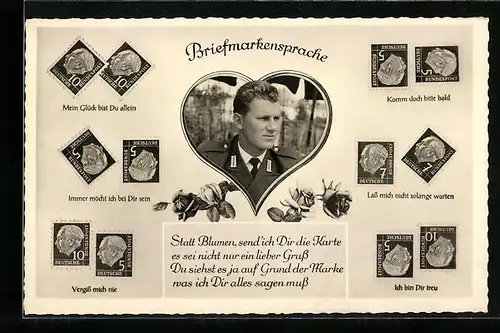 AK Briefmarkensprache, Mein Glück bist du allein