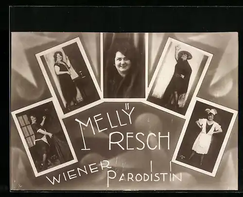 AK Komikerin Melly Resch, Wiener Parodistin