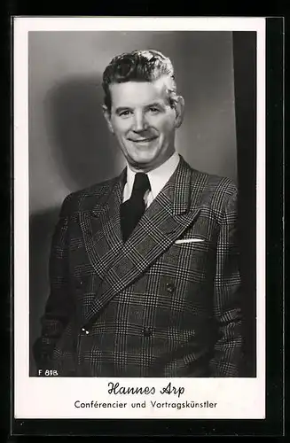 AK Portrait Hannes Arp, Conferncier und Vortragskünstler, Variete