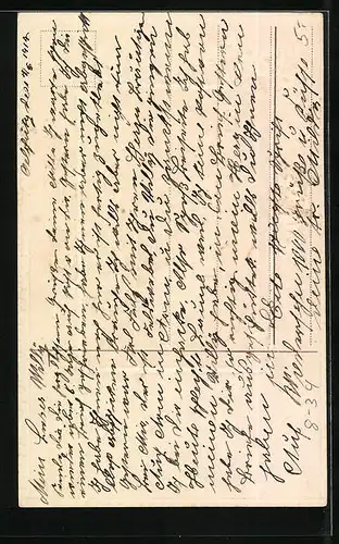 Präge-Lithographie Frau an einem Spinnrad, Blumenmotiv