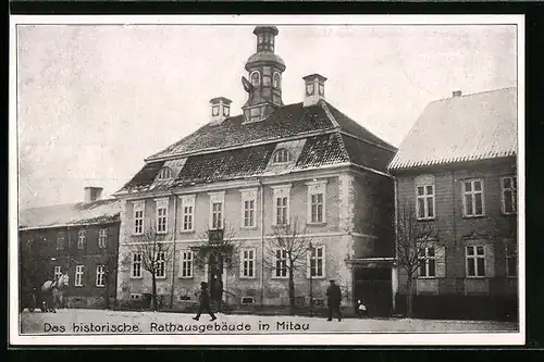 AK Mitau, Das historische Rathausgebäude im Winter