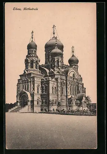 AK Libau, Blick zur Kriegshafen-Kathedrale