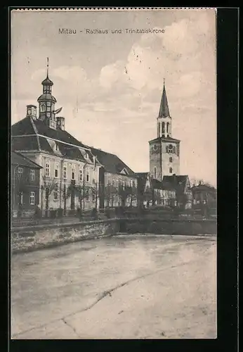 AK Mitau, Rathaus und Trinitatiskirche