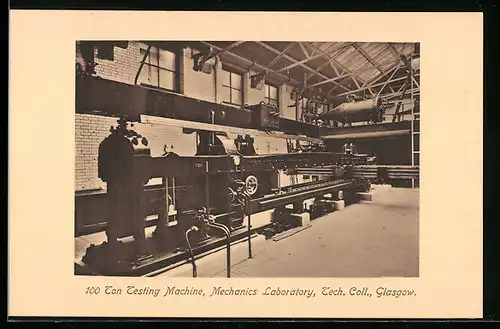 AK Glasgow, 100 Ton Testing Machine, Mechanis Laboratory, Tech. Coll.