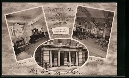 AK London, National Hotel, Upper Bedforf Palace, Russel Square, Entrance Hall, The Lounge